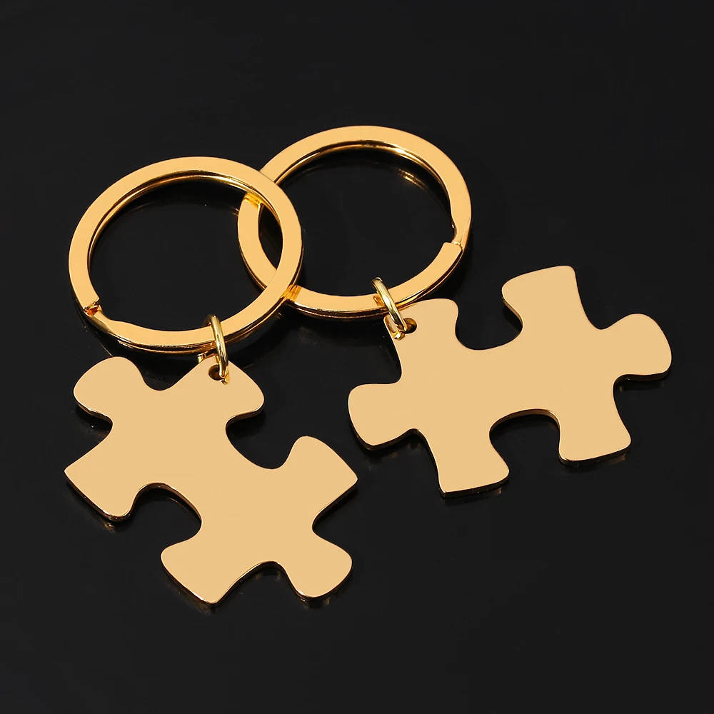 Пара пазлов из нержавеющей стали на заказ Брелки для пар друзей специальные