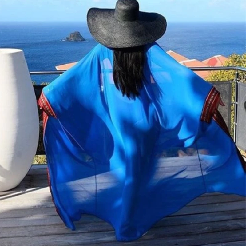 

Женское шифоновое платье с вышивкой и длинным рукавом, в стиле бохо