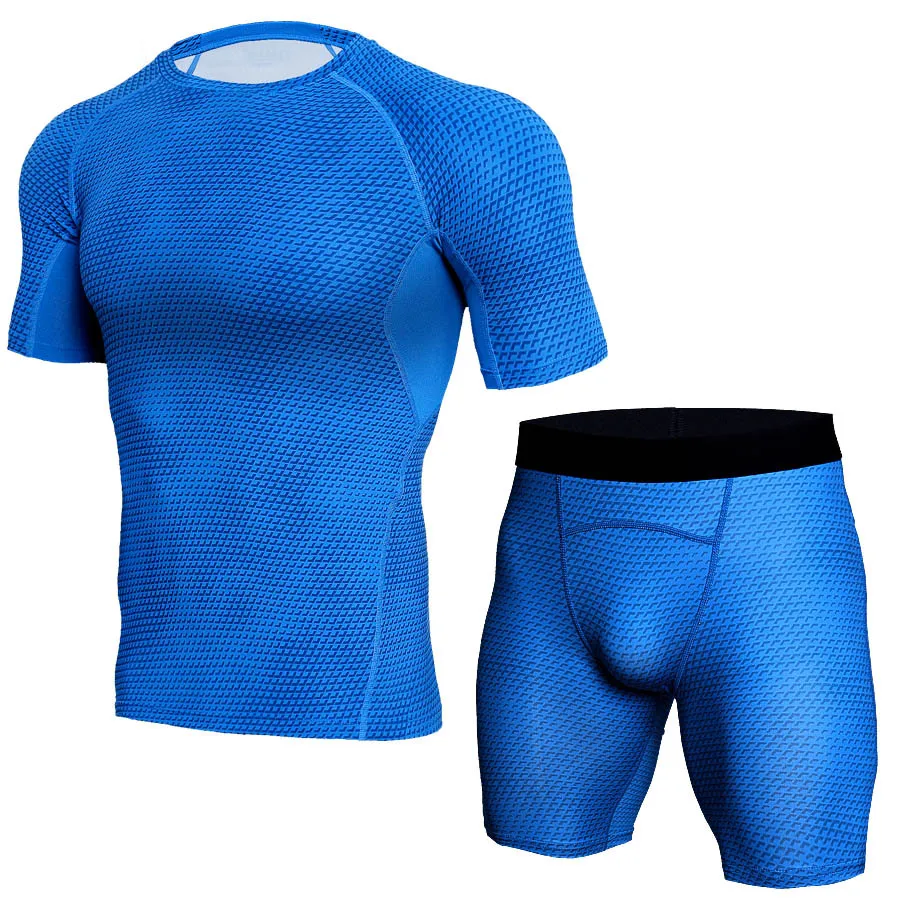 

Male Running Tops + shorts Men's thermal underwear set Short sleeve thermal underwear base layer male sports compression shirts
