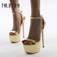 plus size 35 42 platform womens sandals sexy ultra 16cm stiletto high heels niufuni peep toe buckle wedding shoes for women