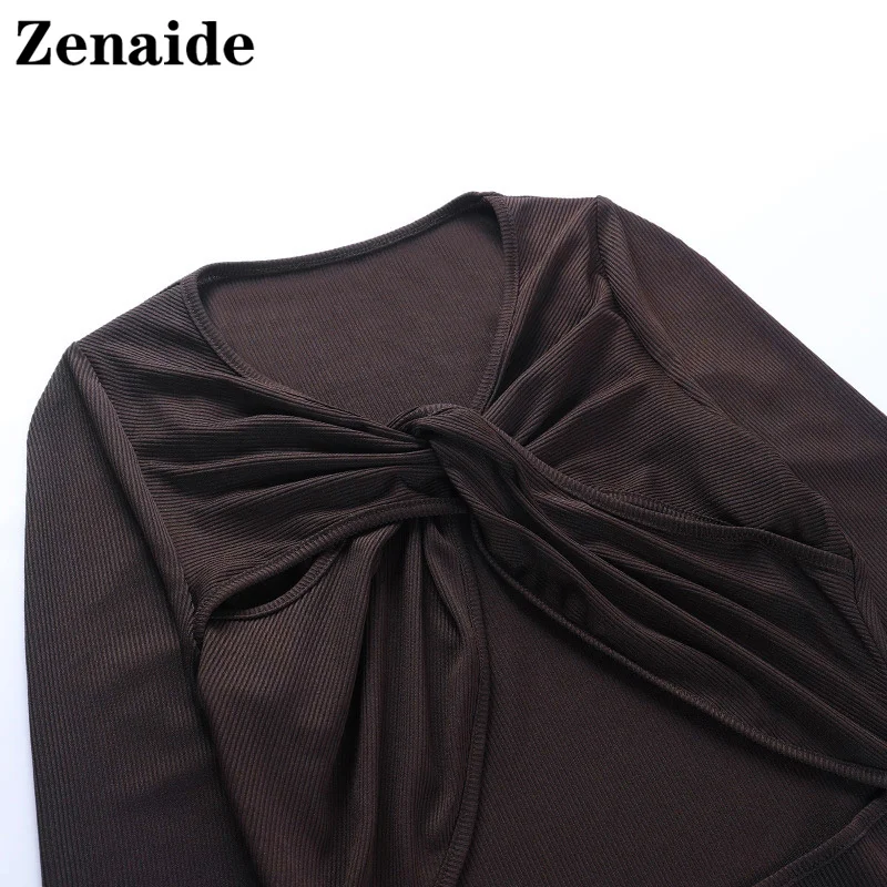 

Zenaide Y2K Sexy Cut Out Mini Dress Casual Women Autumn Winter Clothes Solid Long Sleeve Bodycon Dresses 2021
