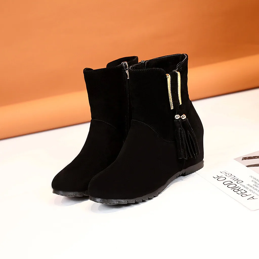 Модные женские ботинки Женские однотонные байкерские ботильоны на молнии