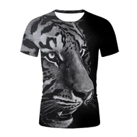2021 summer new fashion tiger and leopard print mens 3d t short sleeve shirt with animal print