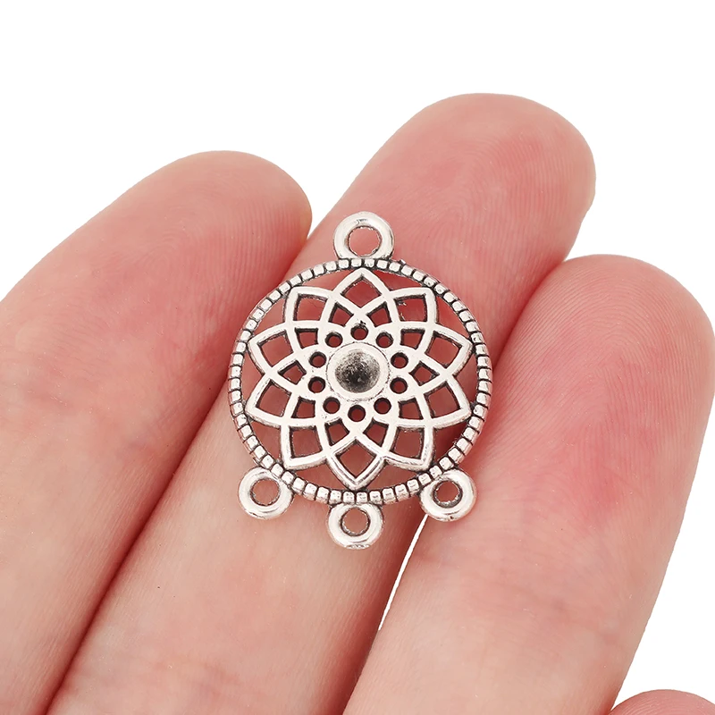 

30 x Tibetan Silver Bohemia Dream Catcher Connector Charms Pendants for DIY Earrings Jewelry Making Findings 25x18mm