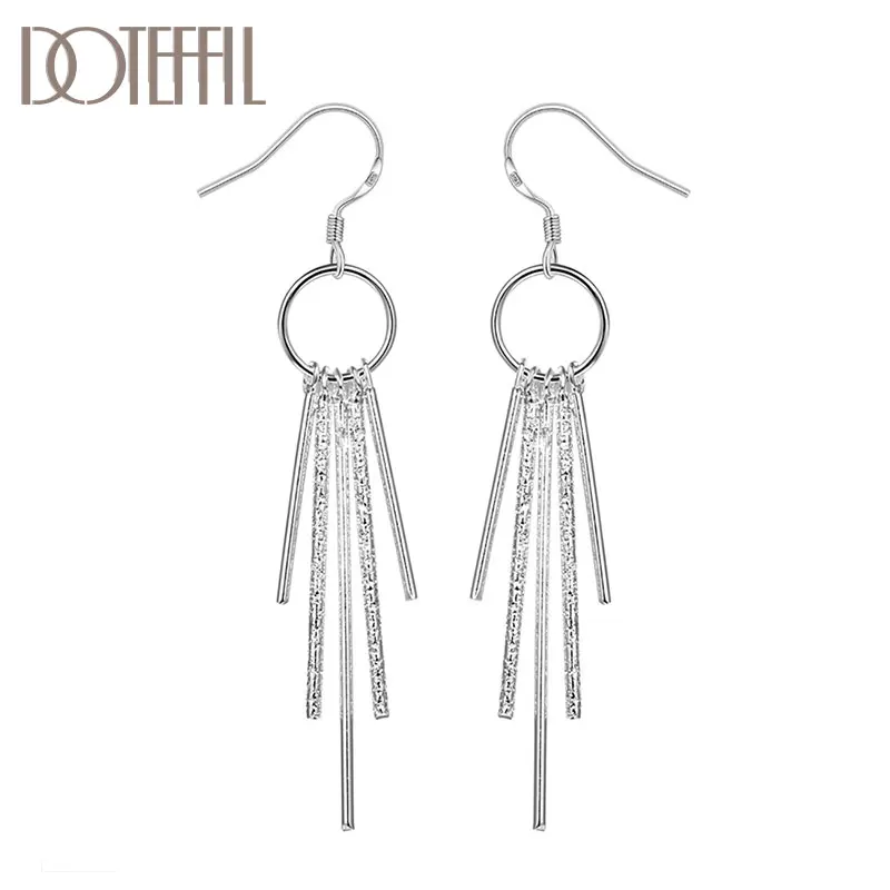 

DOTEFFIL 925 Sterling Silver Tassel Earrings Charm Women Jewelry Fashion Wedding Engagement Party Gift