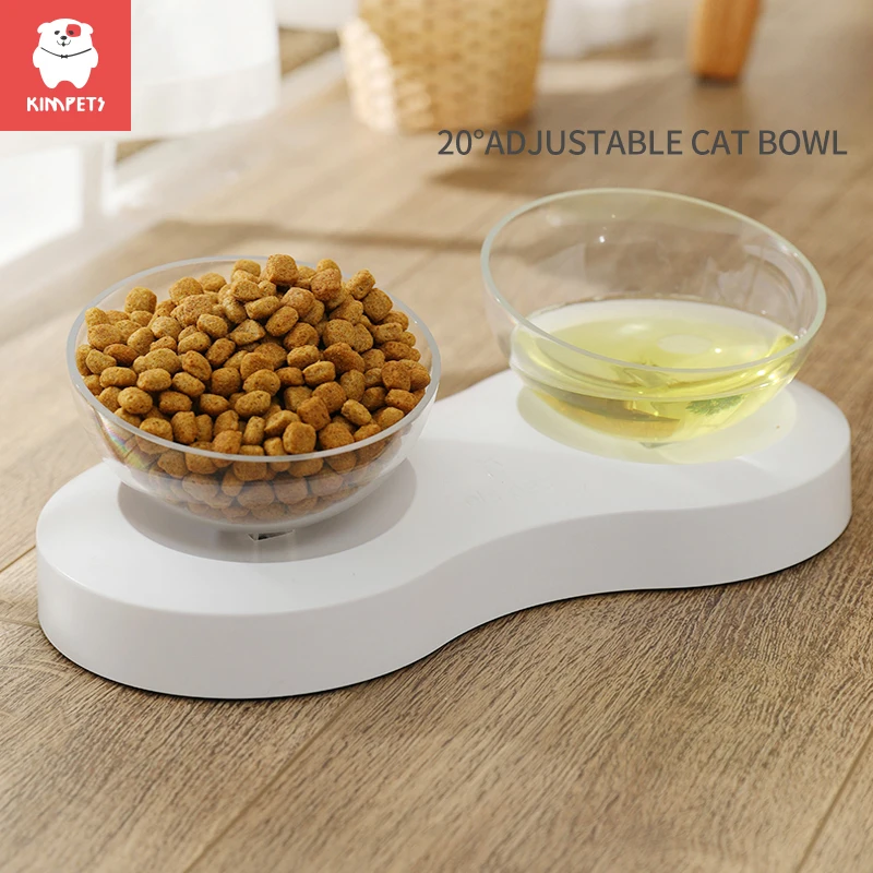 

KIMPETS Cute Cat Bowl Non Slip Protect Cervical Spine Dog Drinking Bowls Feeder Adjustable Angle Comfortable Pet Products