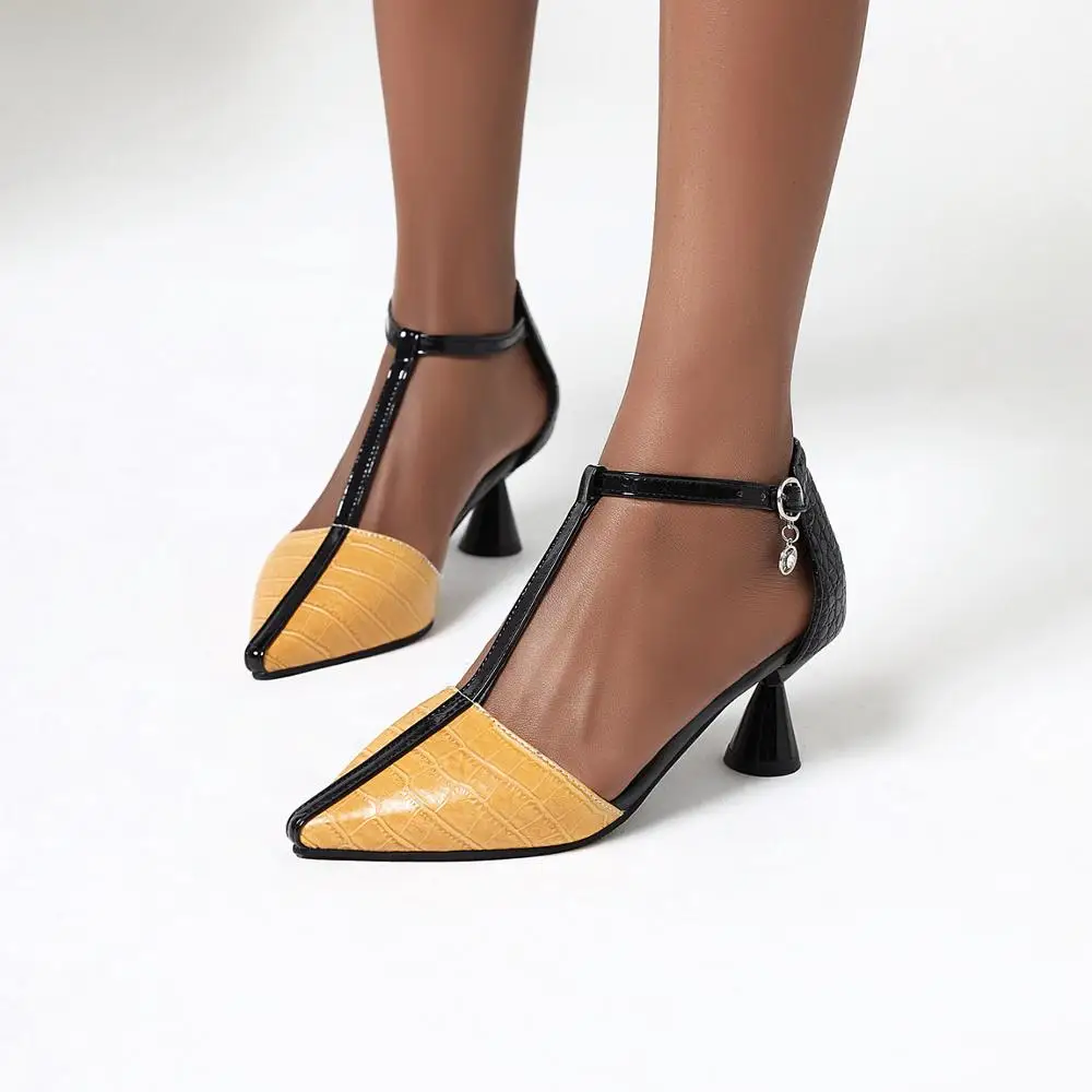 

2020 весенние открытые тонкие сандалии туфли-лодочки с острым носком на высоком каблуке пикантные женские туфли на высоком каблуке; Большие р...