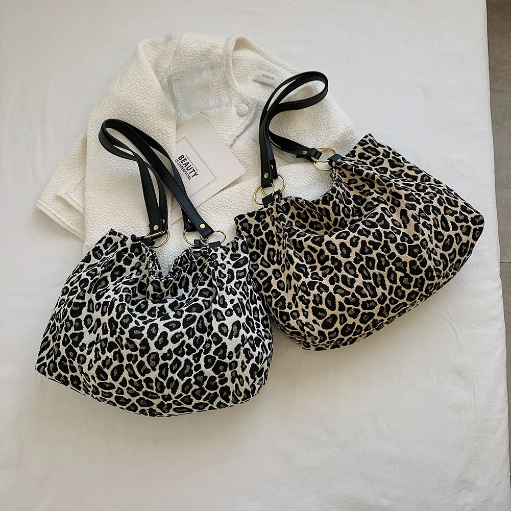 

Women's Bag Trend Leopard Print Top-handle Shoulder Bag Fashion Female All-match Large Capacity Buckle Brand Designer Handbags