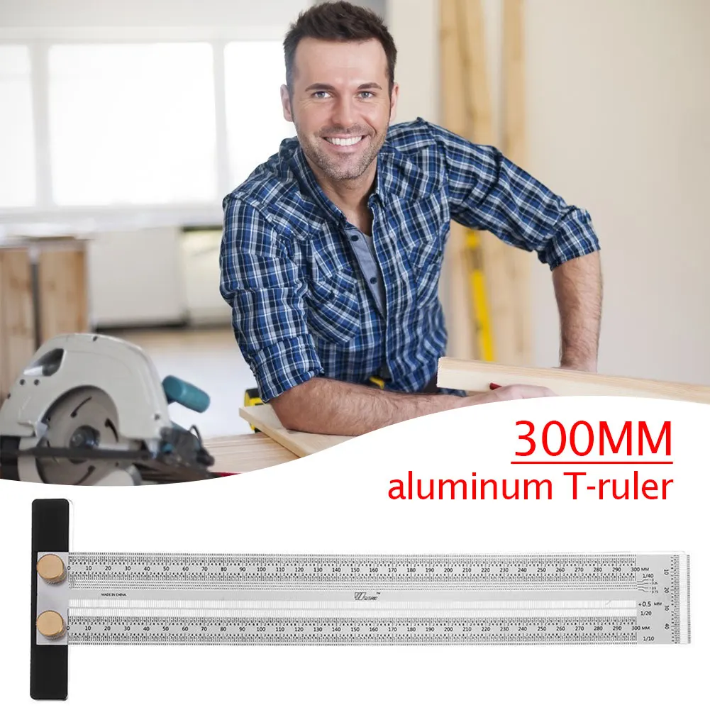 

180-400mm Woodworking Scribing Rulers Practical Hole Positioning Line Drawing Marking T-shaped Ruler Carpenter Measure Tools