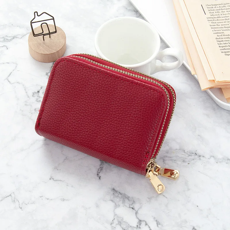 

Small Women Card Holder with PU Leather Female Zipper Coin Purse Bank Credit Card Clip for Ladies Casual Pocket porta credencial