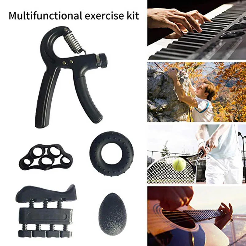 

Hand Grip Strength Trainer Set With Forearm Exerciser Finger Stretcher Palm Ring Wrist Strengthener Fitness Ball Workout Kit