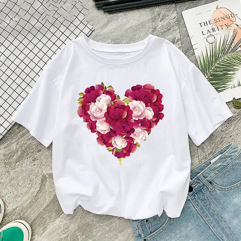 

Женская футболка в стиле Харадзюку с милым принтом, Новинка лета 2021, креативная повседневная женская футболка с круглым вырезом, Женская бе...