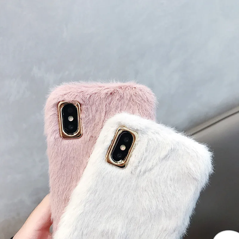 Suntaiho плюшевый теплый пушистый чехол для iPhone XS Max X XR 7 8 6 6s Plus однотонный телефона