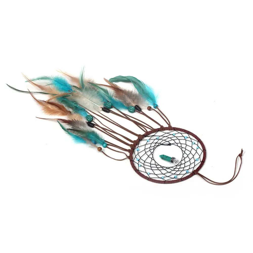 Ловец снов из ротанга с перьями золотой год освещенный украшение для комнаты и