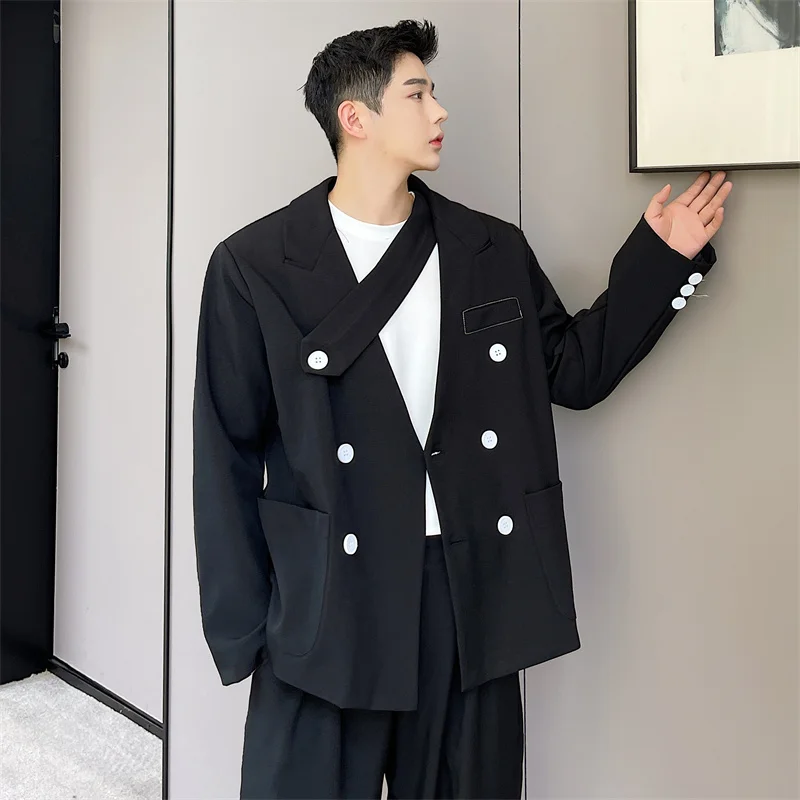 

New autumn coat men's high sense of minority design suit coat men's collarless loose and handsome Korean suit