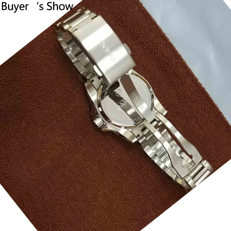 

Parnis 44MM Rotating Bezel Automatic Men Watch Waterproof 200m Calendar Mechanical Mens Watches Sapphire Crystal With Box Gift