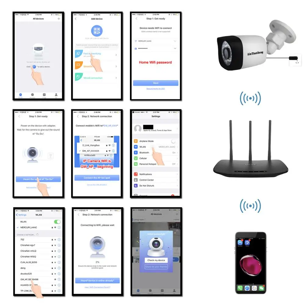 Камера видеонаблюдения LinTianCheng Yoosee Wi Fi 1080P HD беспроводная проводная P2P