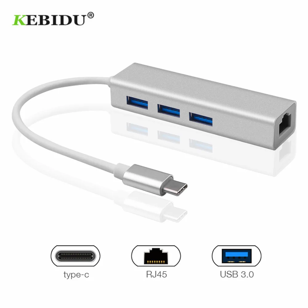 Хаб USB C KEBIDU гигабитный Ethernet Rj45 Lan адаптер Type к 3 0 хаб 10/100/1000 сетевая карта для MacBook |