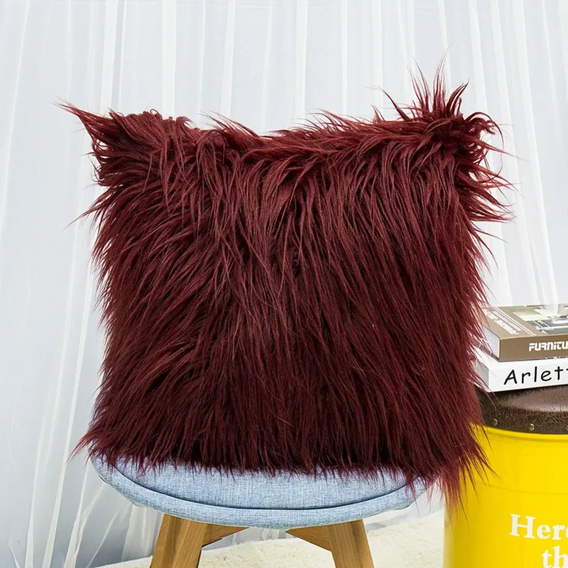 

Long Plush Decorative Pillowcase Super Soft Faux Fur Square Throw Pillow Cover Cushion Case Home Decorations Multi Colors