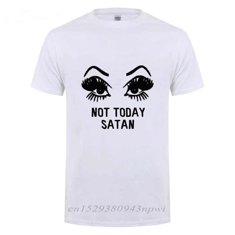 Прохладный Для мужчин футболки NOT TODAY SATAN глаза для взрослых футболка