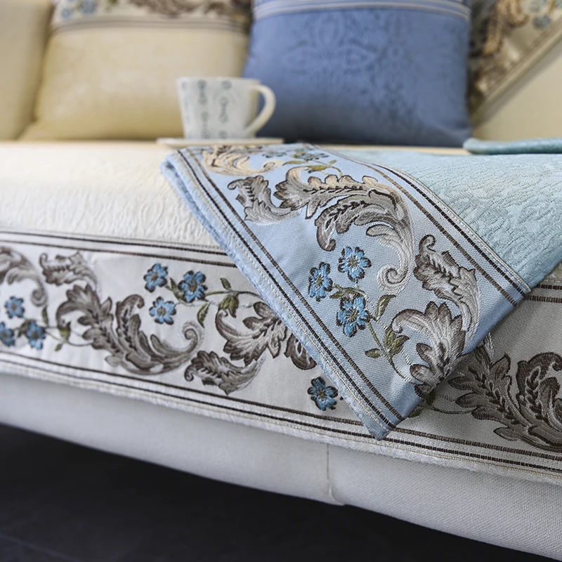 Four Seasons Sofa Cover for Living Room Embroidered Couch Mat Towel Slipcover Furniture Protector | Дом и сад