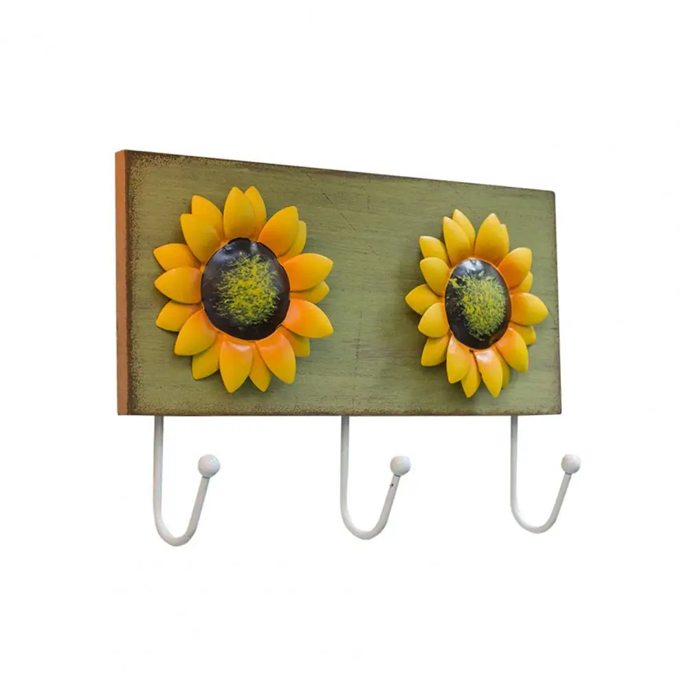 

Retro Wood Metal Sunflower Keys Coats Hanger Kitchen Room Wall Hanging Hook