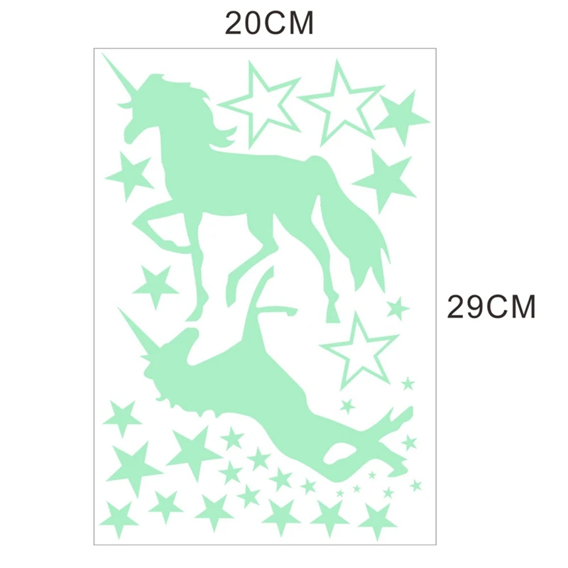 Светящиеся настенные наклейки со звездами в темноте для детской комнаты, потолка и домашнего декора – Люминесцентный единорог.
