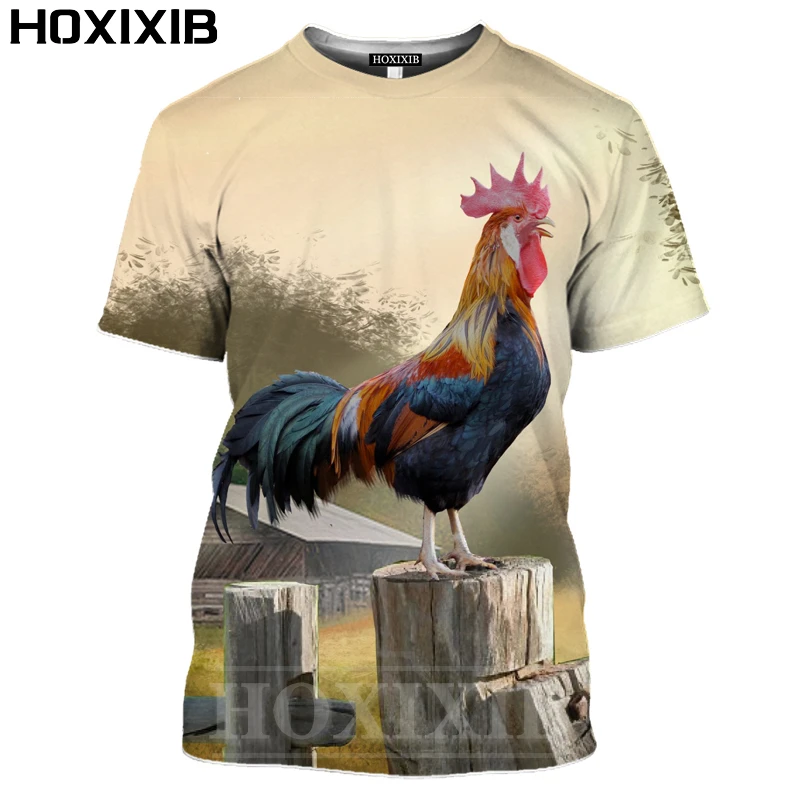 

Футболка hoxib Cock для мужчин и женщин, милая рубашка с 3D-принтом животных, топ с коротким рукавом в стиле французского Национального кролика, п...