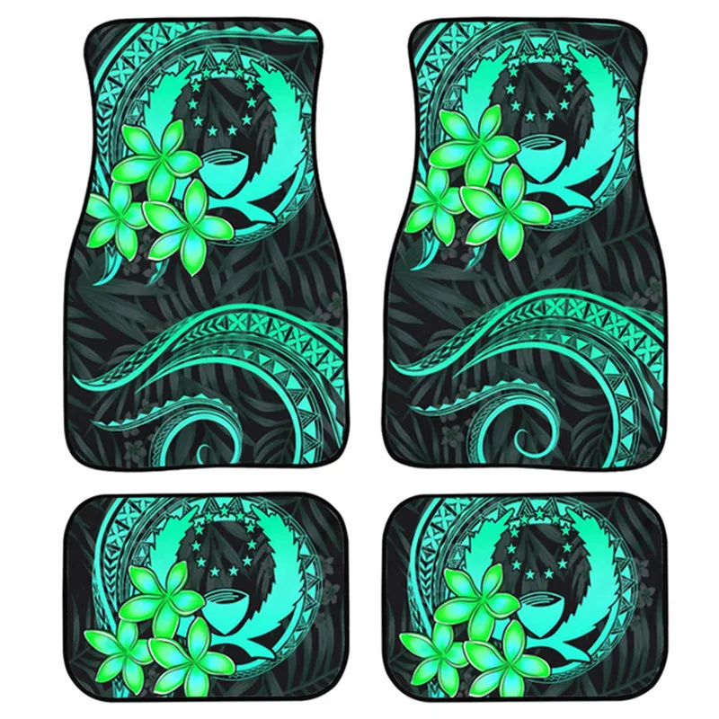 

Pohnpei Universal Car Floor Mat 4 Pcs Car Carpet Cover Polynesian Floral Print Auto Interior Accessories Full Set