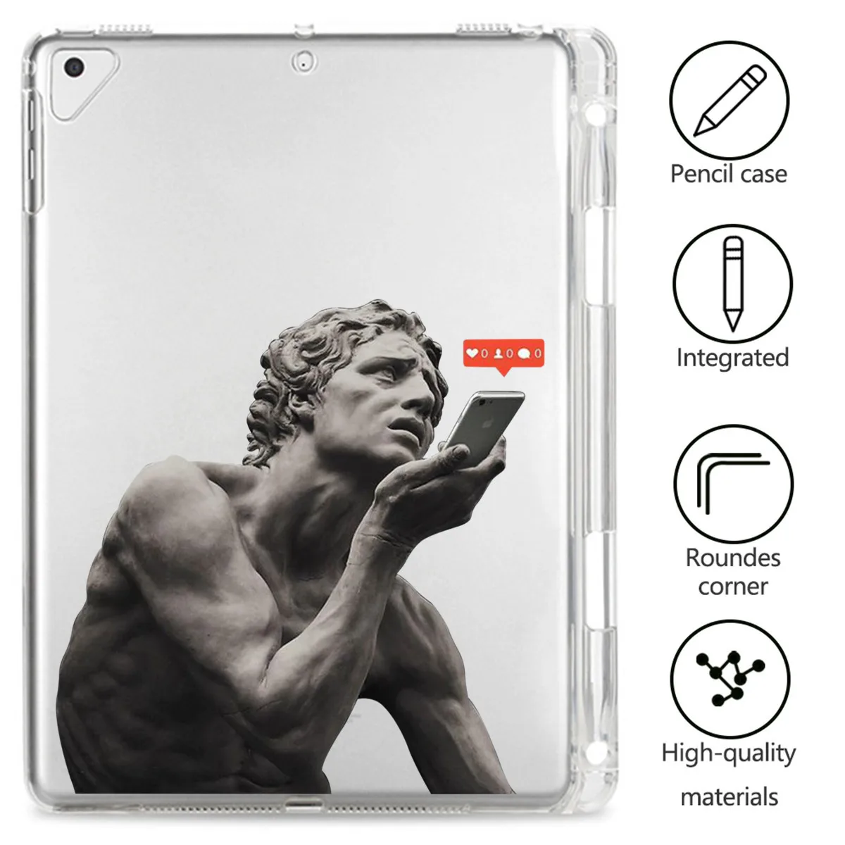 

For iPad Pro 12.9 Case 2021 Pro 12 9 2020 2018 Spoof Pattern Tablet Cover Clear Shockproof Protect Shell with Pencil Slot Cover