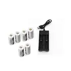 6 шт. ICR16340 CR123A CR17345 17345 2200 мАч 3,7 в литиевая батарея + 1 шт. 18650 16340 usb зарядное устройство