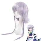 Парик для косплея из Аниме TouHou Project OW Reaper genderbent Izayoi Sakuya, серебристо-серый плетеный, с шапочкой