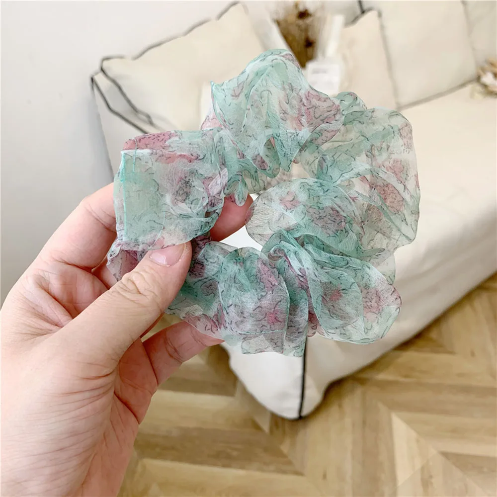 

New Women Elegant Chiffon Hair Bands Ponytail Holder Headband Sweet Mesh Hair Ties Elastic Rubber Bands Hair Accessories