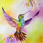 Алмазная 3D Мозаика сделай сам, картина с колибри и цветами, полная круглая Вышивка крестиком, с птицами, полная выкладка, животное