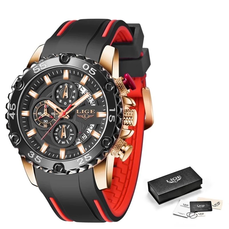 

Watches Mens Top Brand Waterproof Clock Male Silicone Strap Sport Quartz Watch For Men Big Dial Chronograph Wristwatch 2021