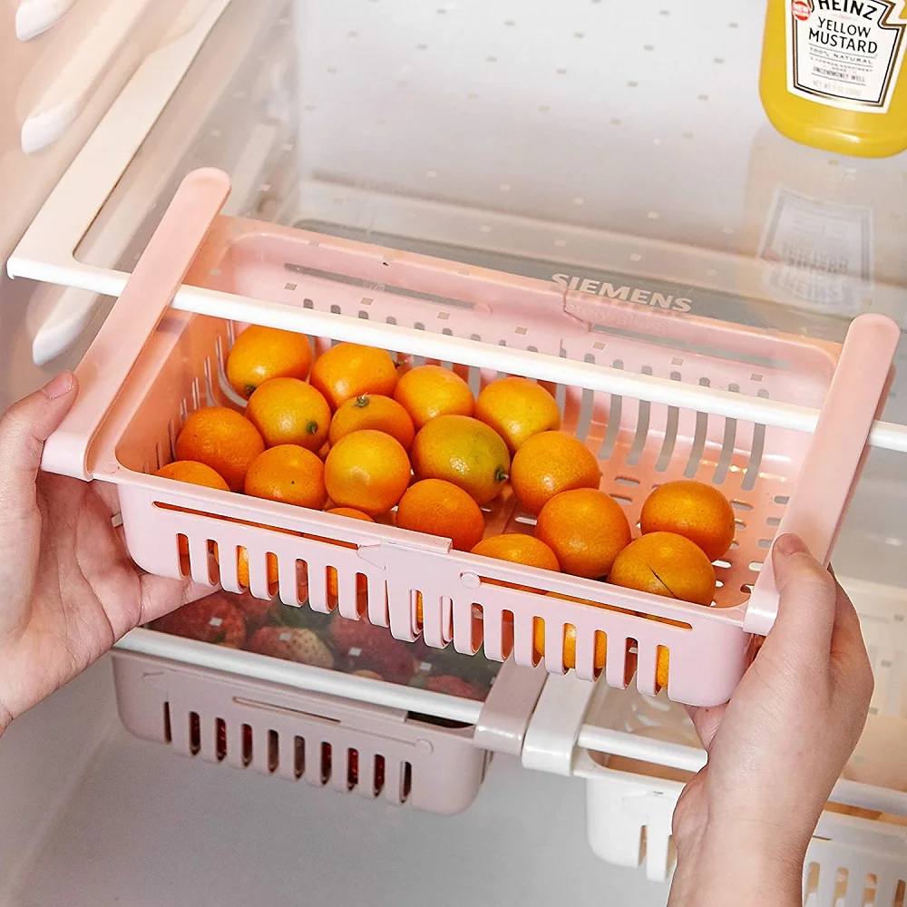 Fridge Organizer Storage Food Shelf Adjustable Pull-Out Drawer Basket Rack Kitchen Accessories | Дом и сад