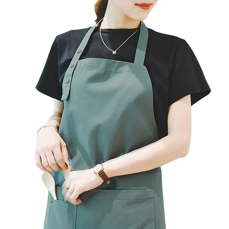 

Apron waterproof and oil-proof work clothes for household kitchen men and women summer thin cotton painting cooking cover