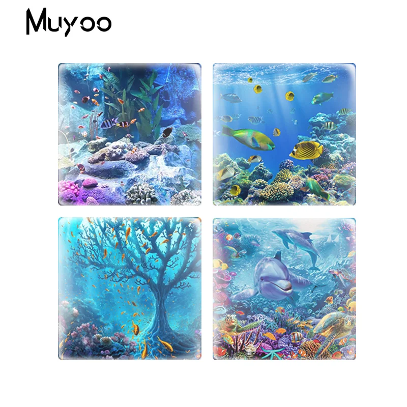 2019 Новый подводный мир квадратный кабошон искусство стеклянные кабошоны ручной