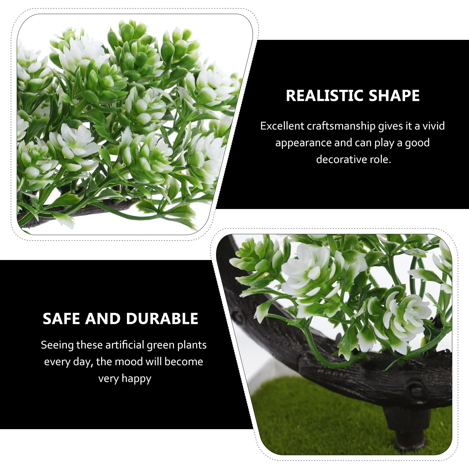 

3pcs Simulation Green Plant Bonsai Home Plant Ornament Artificial Bonsai Decor