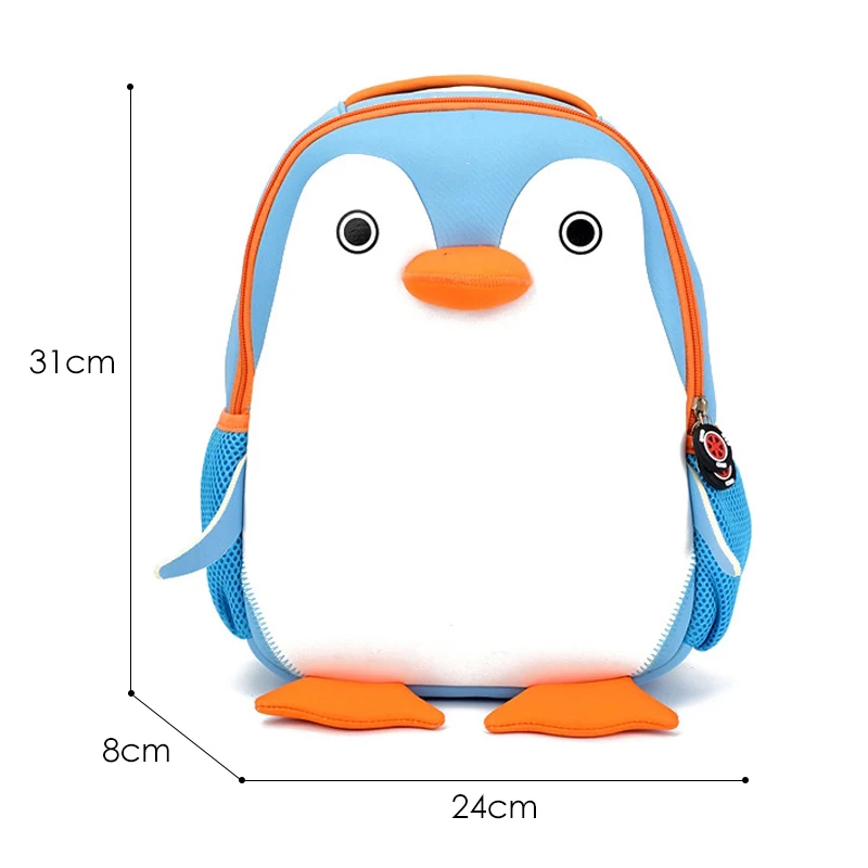 Blue Penguin Модный детский рюкзак для мальчиков с 3D медведем, школьные сумки с милыми животными, дизайнерские Водонепроницаемые Детские рюкзаки для девочек, детская сумка Escolares - Цвет: Blue Penguin
