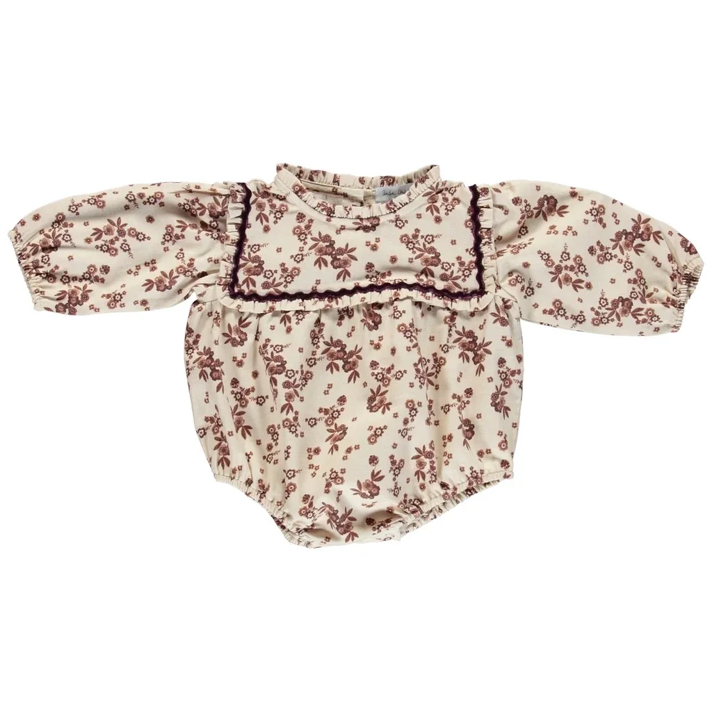 

Pre-sale AW2020 Autumn and Winter Beo Girls Baby Romper Retro Velvet Romper Hat Baby Floral Lapel One-piece Cotton Romper