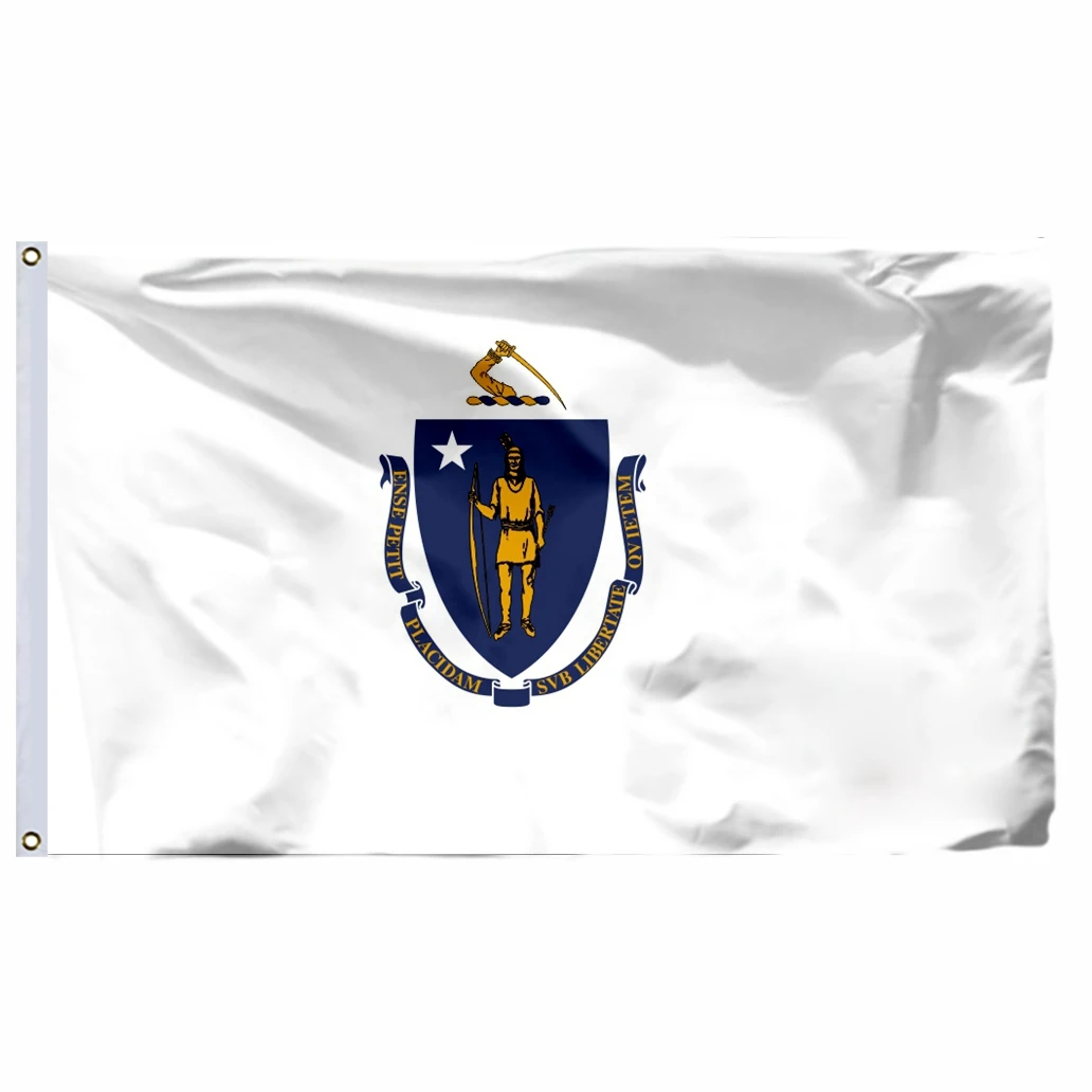

US Massachusetts Flag 3x5ft America 2x3ft United States Double Stitched High Quality Banner 90x150cm USA For Home Decoration