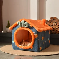 dog house kennel soft pet bed tent indoor enclosed warm plush sleeping nest basket with removable cushion travel cat accessory