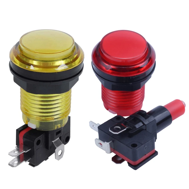 RISE 2 шт. круглый подсвечиваемый переключатель для аркадных видеоигр со