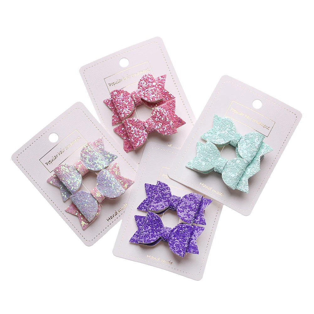 2 шт. милые мини-банты детские заколки для девочек двухслойный Блестящий бант