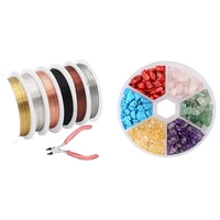 1box gemstone beads natural chips 6 color assorted box 6 pack jewelry copper craft wire jewelry beading wire