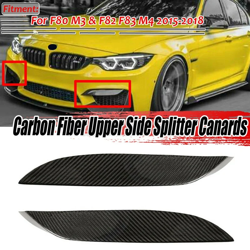 Parachoques delantero de fibra de carbono para coche, alerón lateral, divisor, Canards, para BMW F80 M3 F82 F83 M4 2015-2018