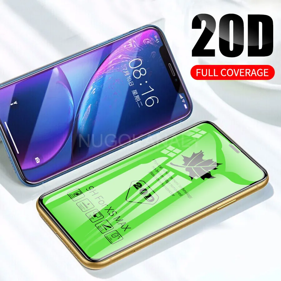 20D полное покрытие закаленное стекло для iPhone 11 Pro XS Max XR X 8 7 6 6s Plus защитная