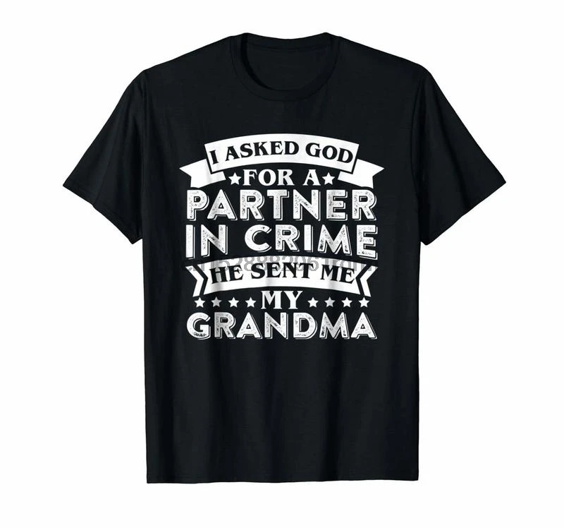 Забавная детская футболка с надписью Partner In Crime is My Grandma 9271 | Мужская одежда
