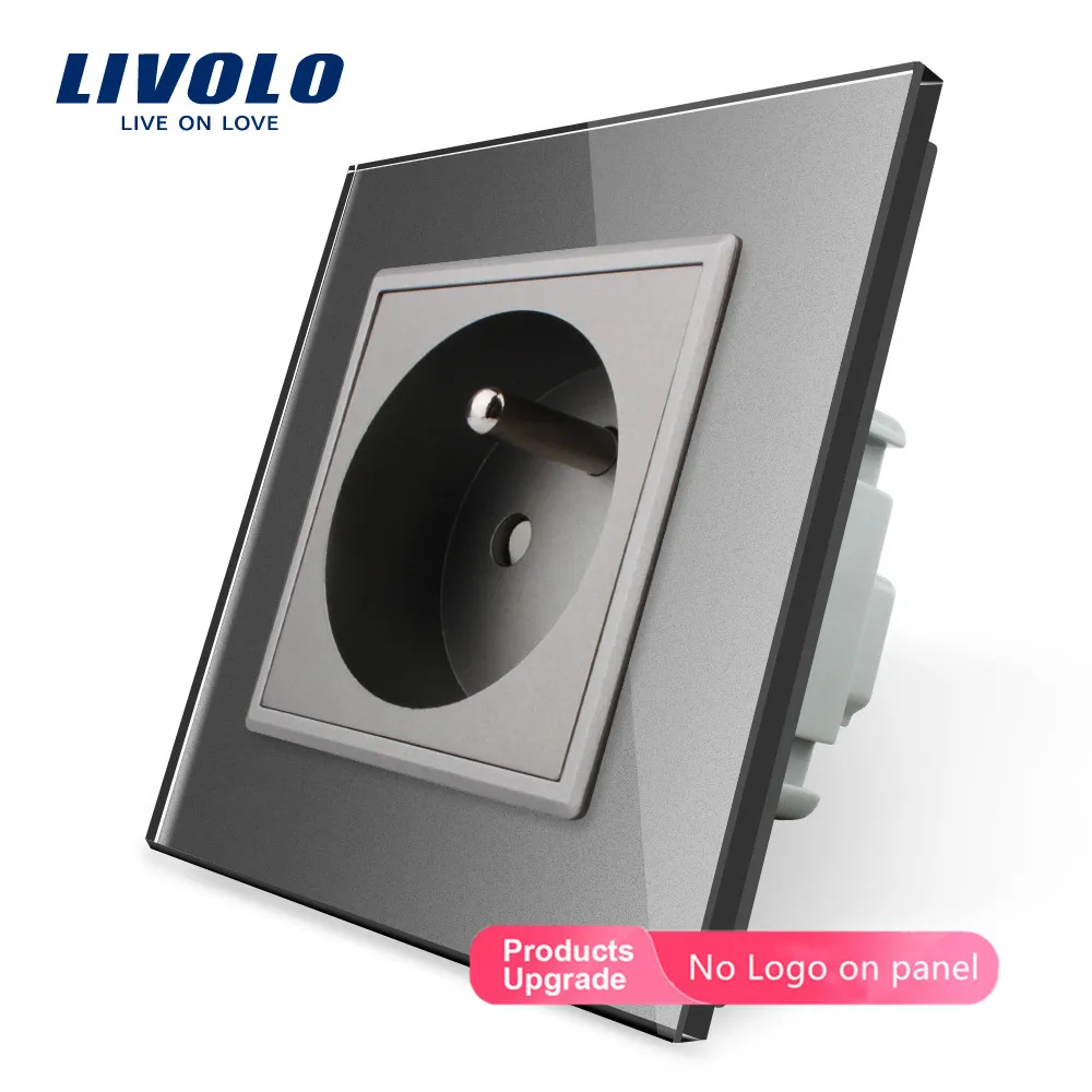 Livolo новая розетка, французская стандартная настенная розетка, VL-C7C1FR-11, белая кристальная стеклянная панель, AC 100~ 250V 16A, без логотипа